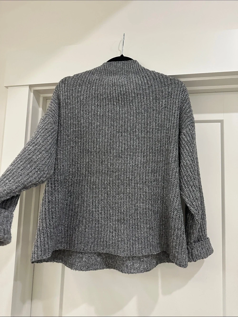 Cupio KNIT Gray Textured Cowl Neck Sweater